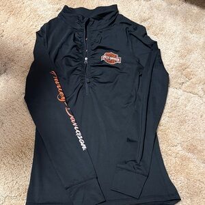 Harley-Davidson Black and Orange Quarter-Zip Shirt
